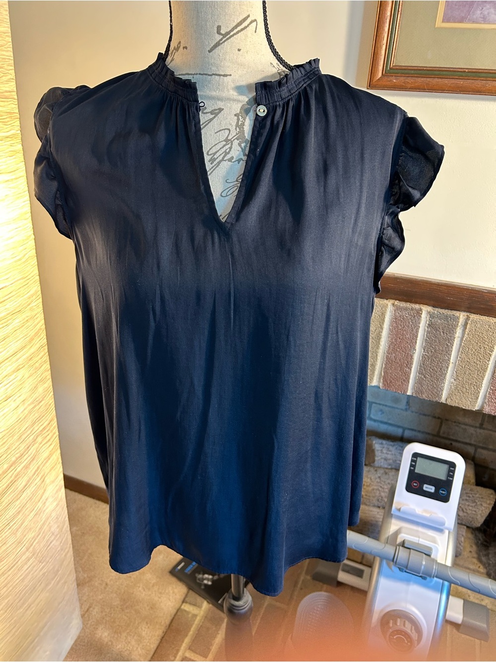 Women’s Navy Ruffle Sleeve Blouse